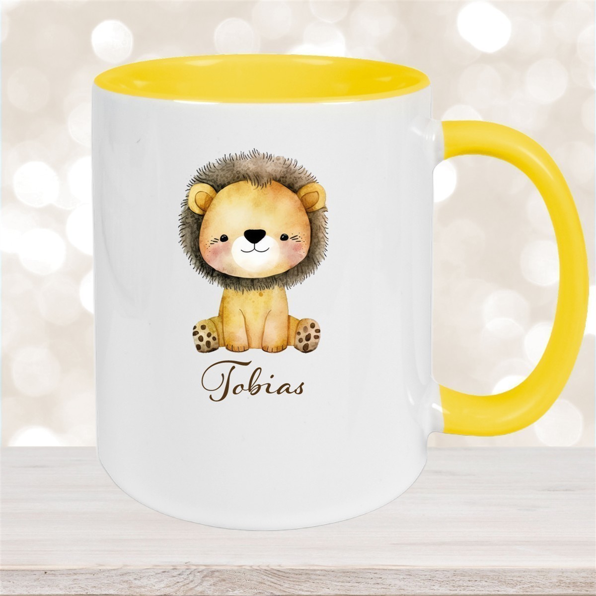 Tasse Wunschname Löwe #1 Keramik Kinderbecher versch. Farben