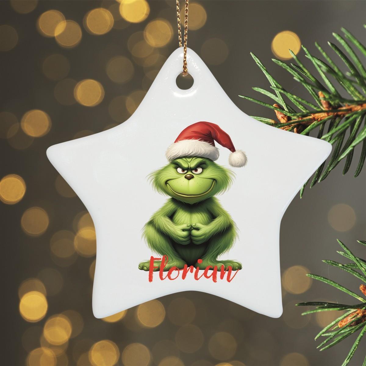 Weihnachtsanhänger personalisiert Grinch 5 Name Motiv Anhänger Keramik, Weihnachtsschmuck, Weihnachtskugel, Christbaumschmuck versch. Formen