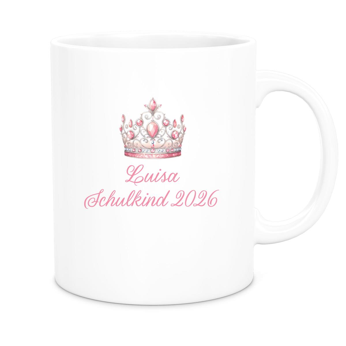 Tasse Schulkind 15 Wunschname Prinzessin1 Keramik Kinderbecher Personalisiert versch. Farben