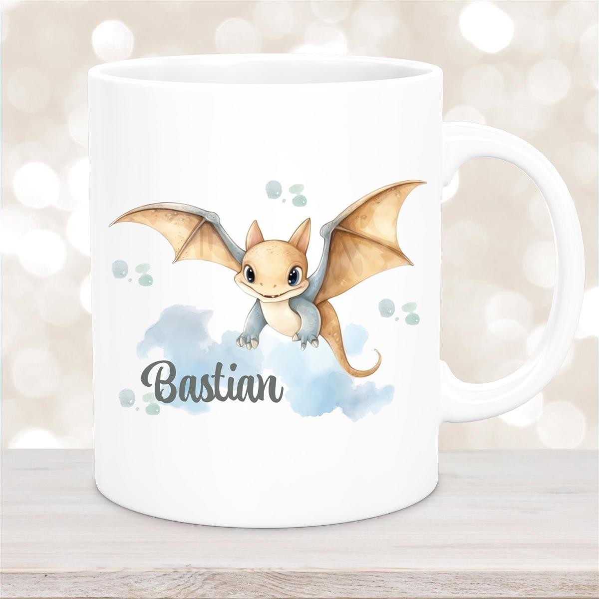 Tasse Wunschname Dino #4 Keramik Kinderbecher Weiß Tasse Wunschname Dino #4 Keramik Kinderbecher Weiß