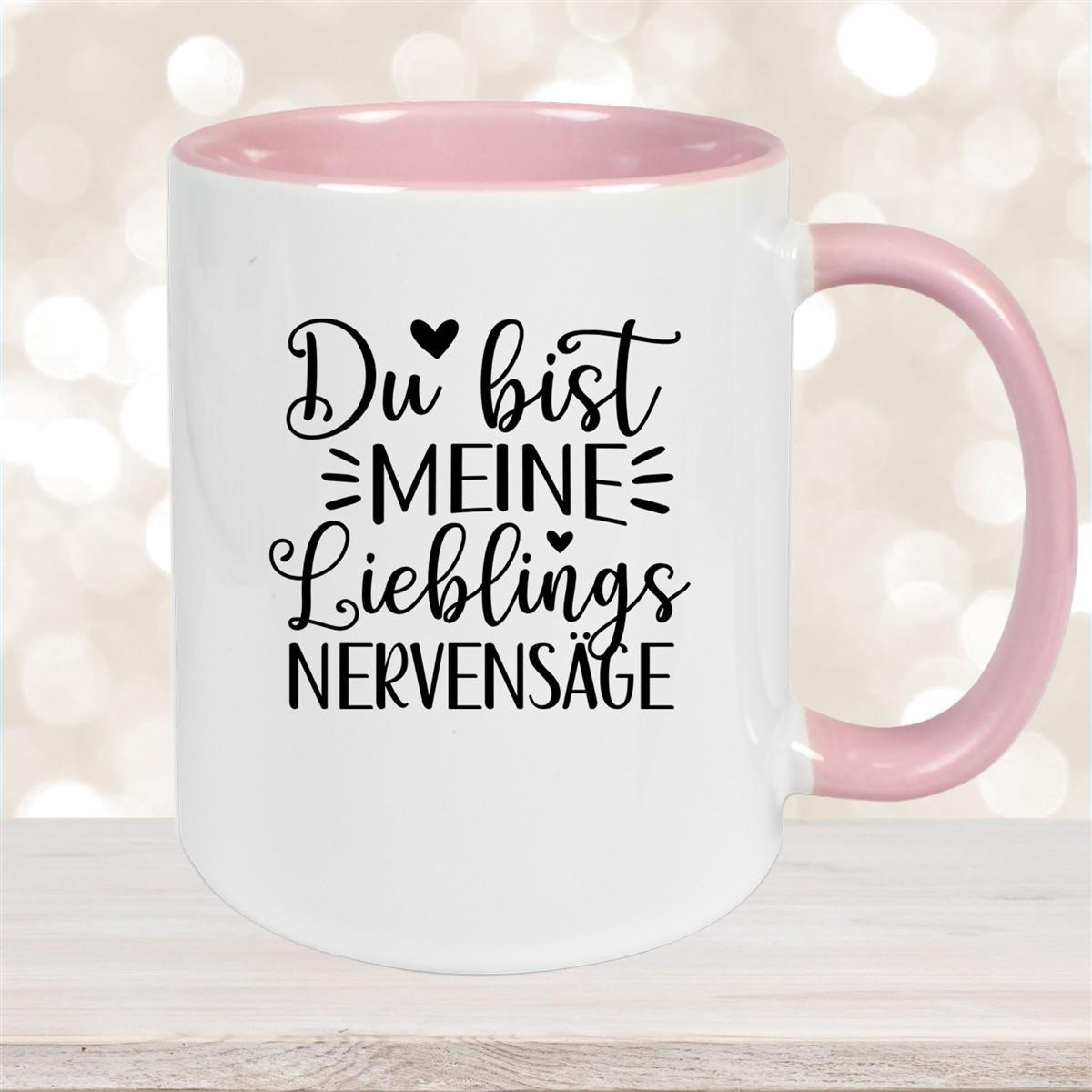 Tasse Liebe - Spruch "Du bist MEINE Lieblings NERVENSÄGE" Valentinstag Wunschnamen Keramik personalisiert versch. Farben