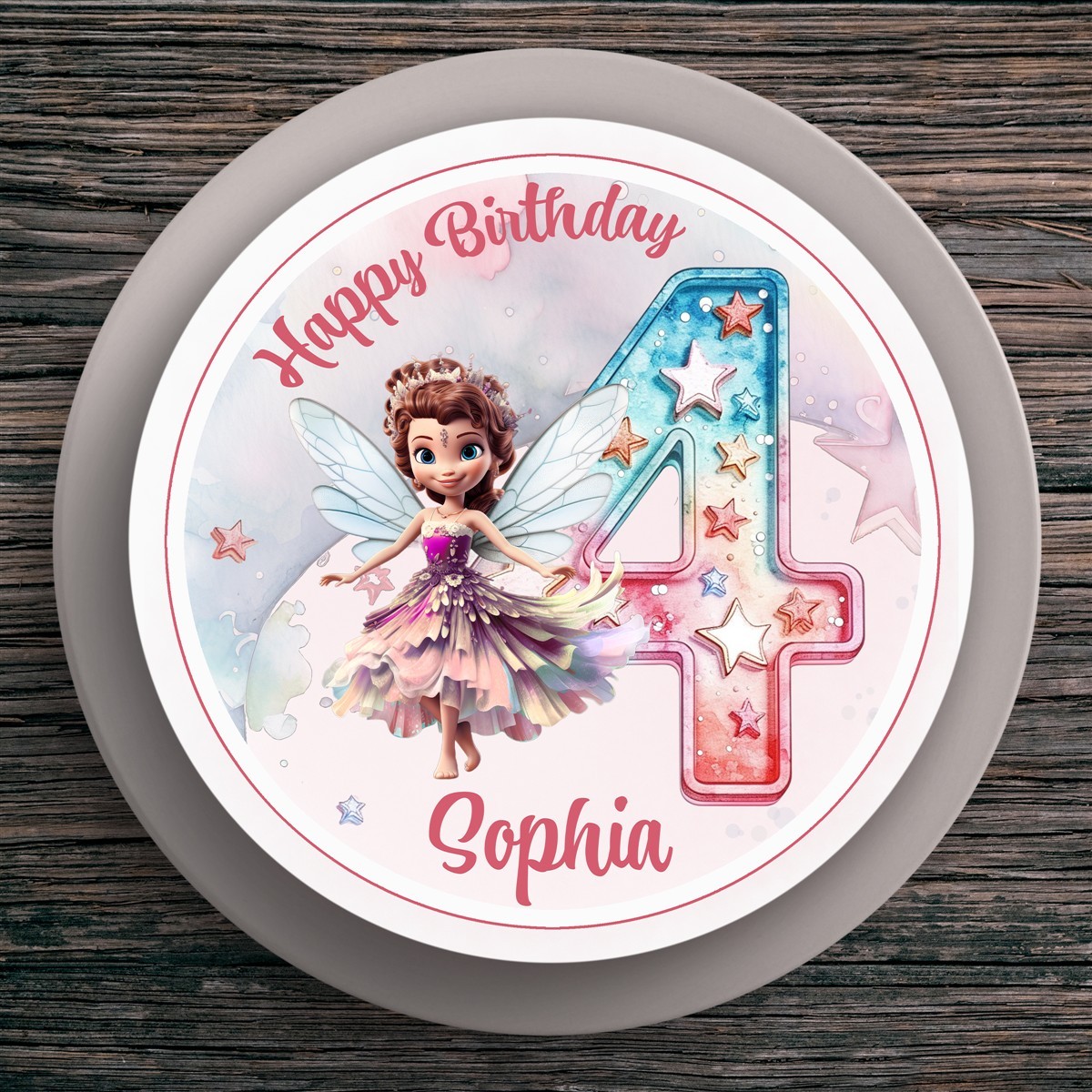 Tortenaufleger Geburtstag Fee Fairy #1 Name & Zahl (20cm) Fondant Papier