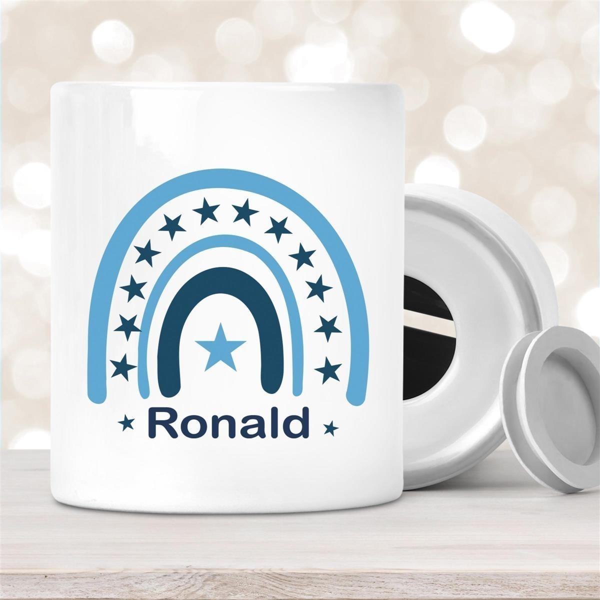 Spardose mit Wunschname Regenbogen #3 personalisiert Spardose mit Wunschname Regenbogen #3 personalisiert