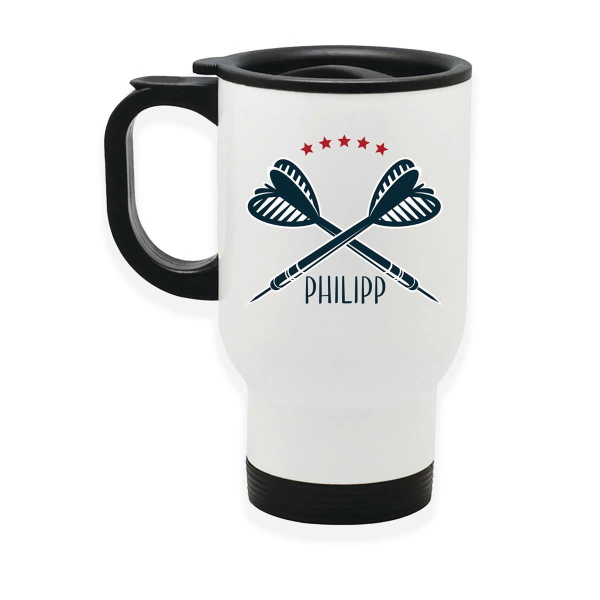 Edelstahl-Thermobecher mit Deckel Dart #03 weiß