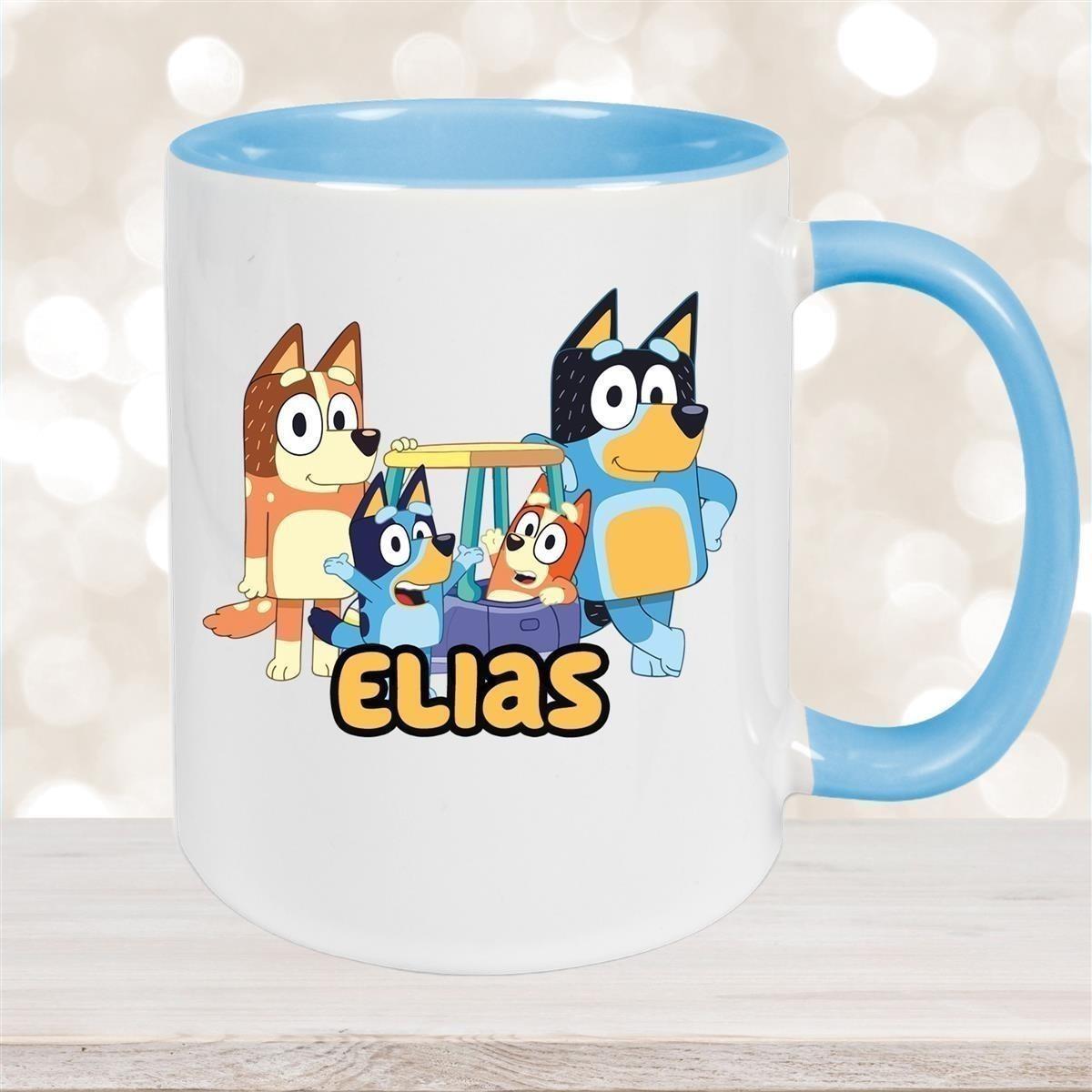 Tasse Bluey 2 Wunschname Keramik Kinderbecher personalisiert versch. Farben