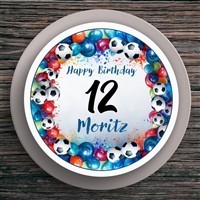 Tortenaufleger Geburtstag Fußball #13 Personalisiert Name & Zahl (20cm) Fondant Papier