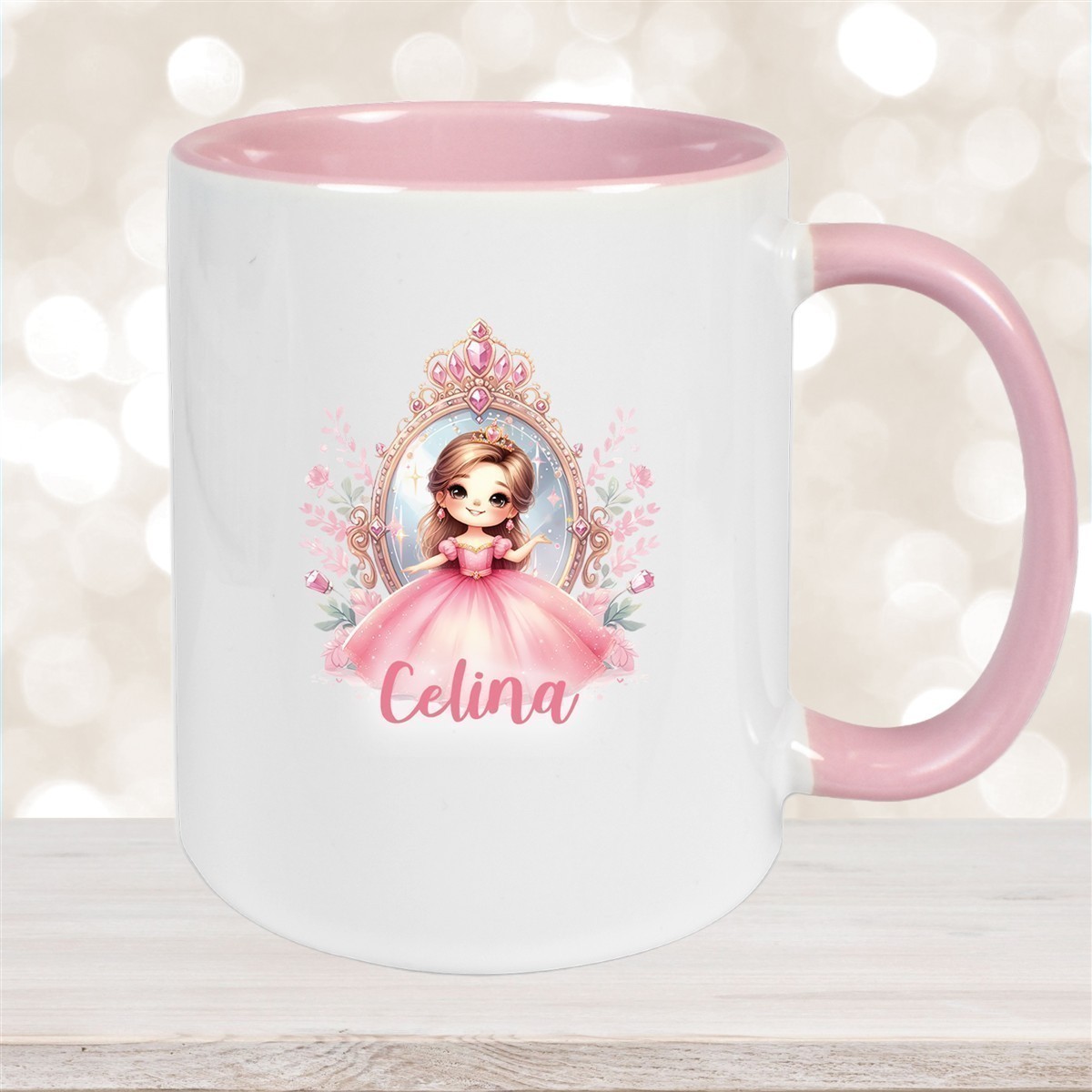 Tasse Kinder Prinzessin #2 Wunschname Keramik Kinderbecher personalisiert versch. Farben