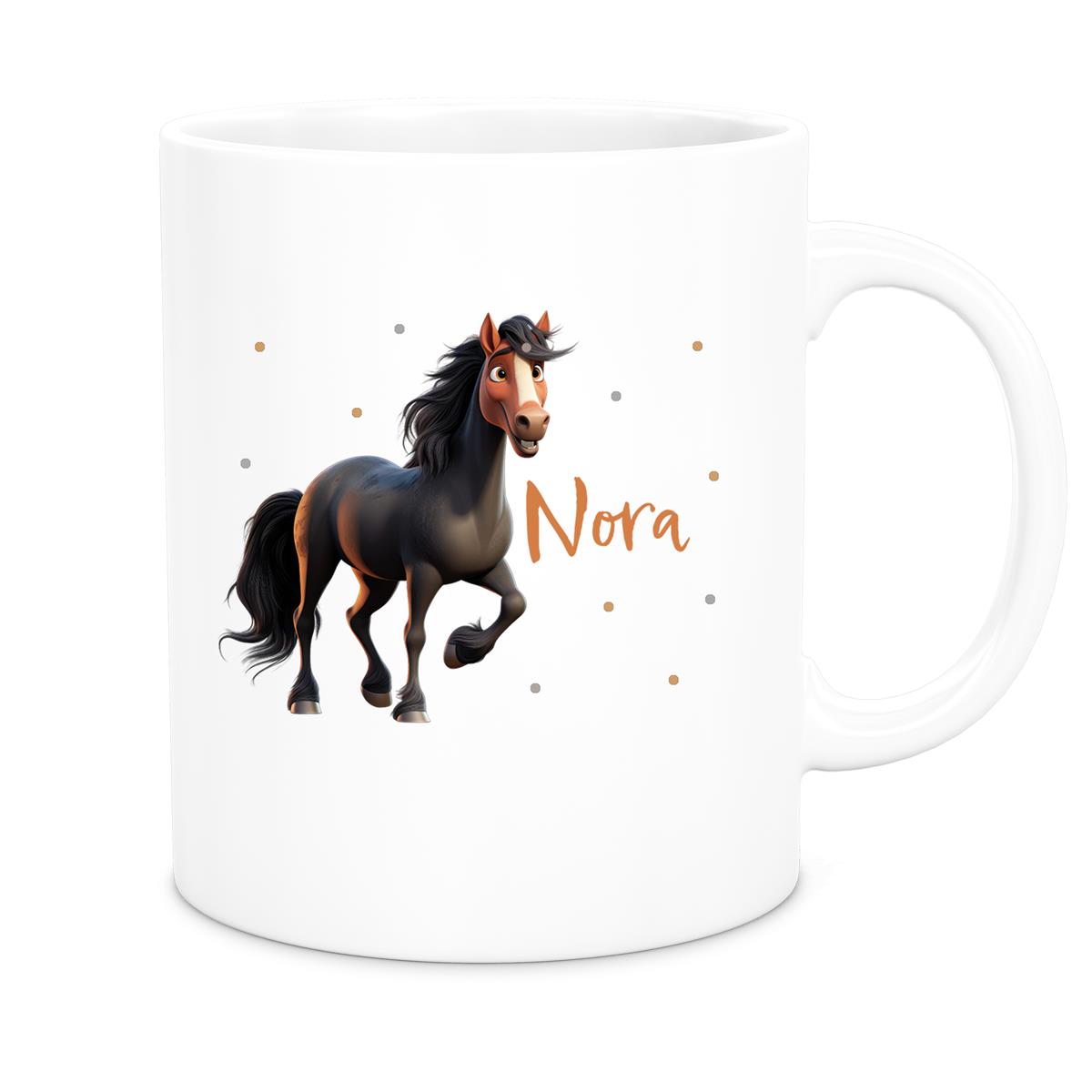 Tasse Pferd 2 Wunschname Keramik Kinderbecher personalisiert versch. Farben