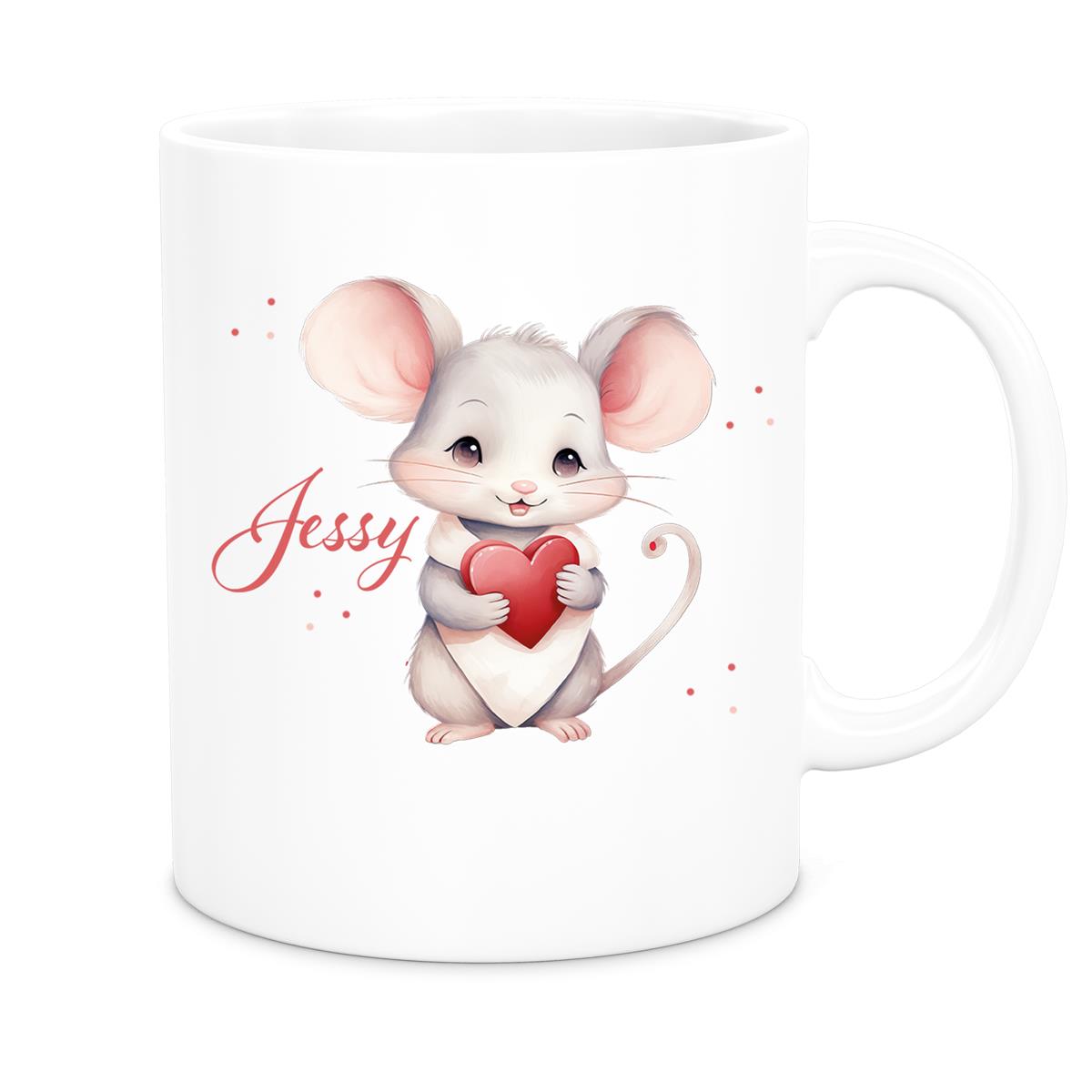 Tasse Liebe - Maus Valentinstag Wunschnamen Keramik personalisiert versch. Farben