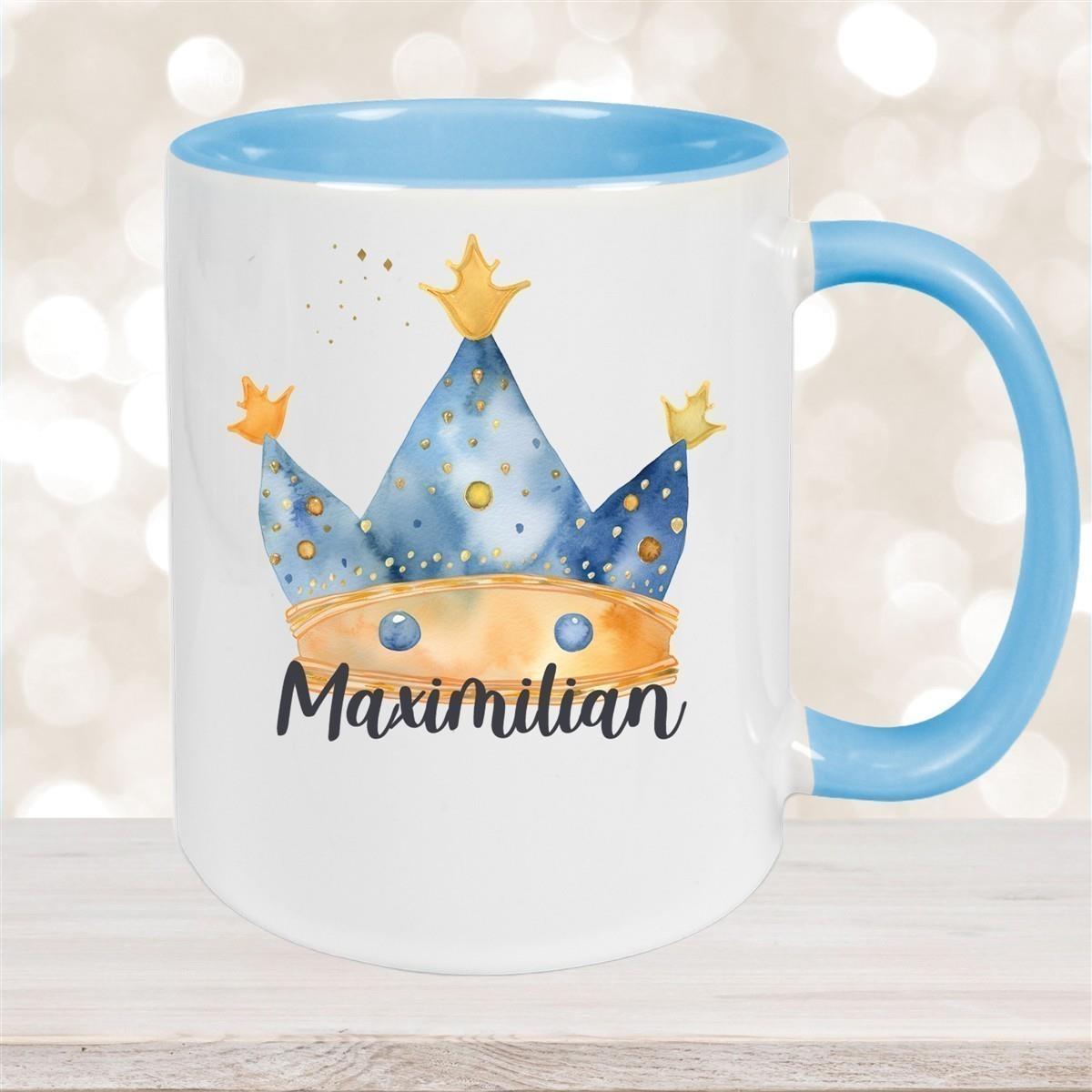 Tasse Prinz Krone 1 Wunschname Keramik Kinderbecher personalisiert versch. Farben