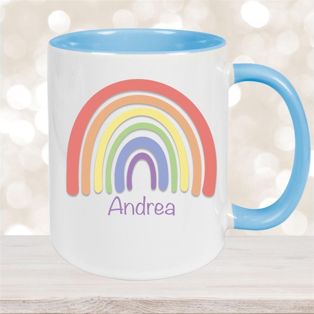 Tasse Wunschname Regenbogen 1 Keramik Kinderbecher versch. Farben