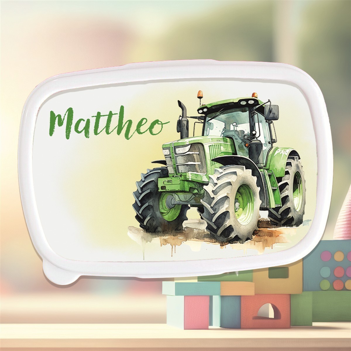 Brotdose mit Namen Traktor #01 – Personalisierte Lunchbox für Schule & Kindergarten Pink