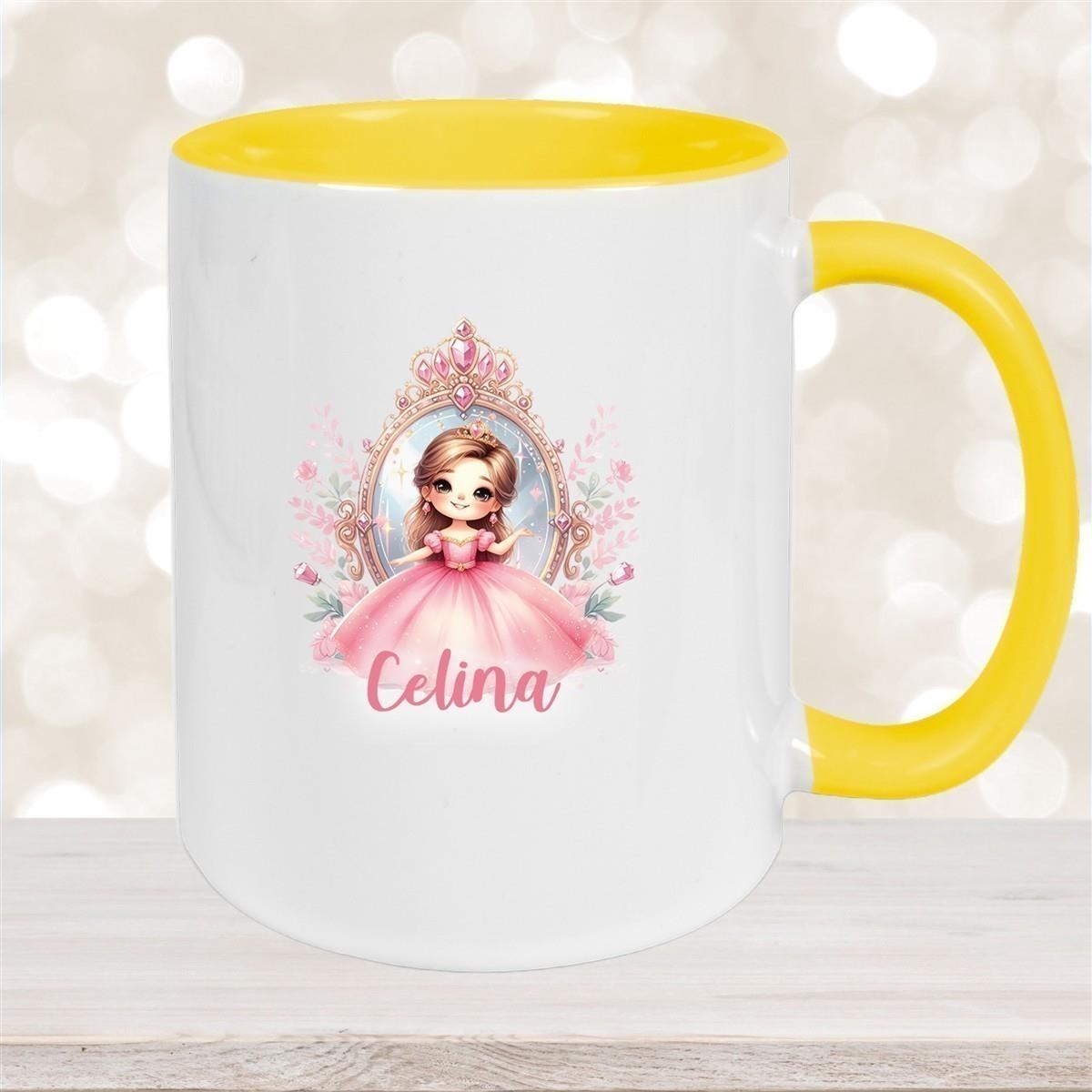 Tasse Kinder Prinzessin 2 Wunschname Keramik Kinderbecher personalisiert versch. Farben