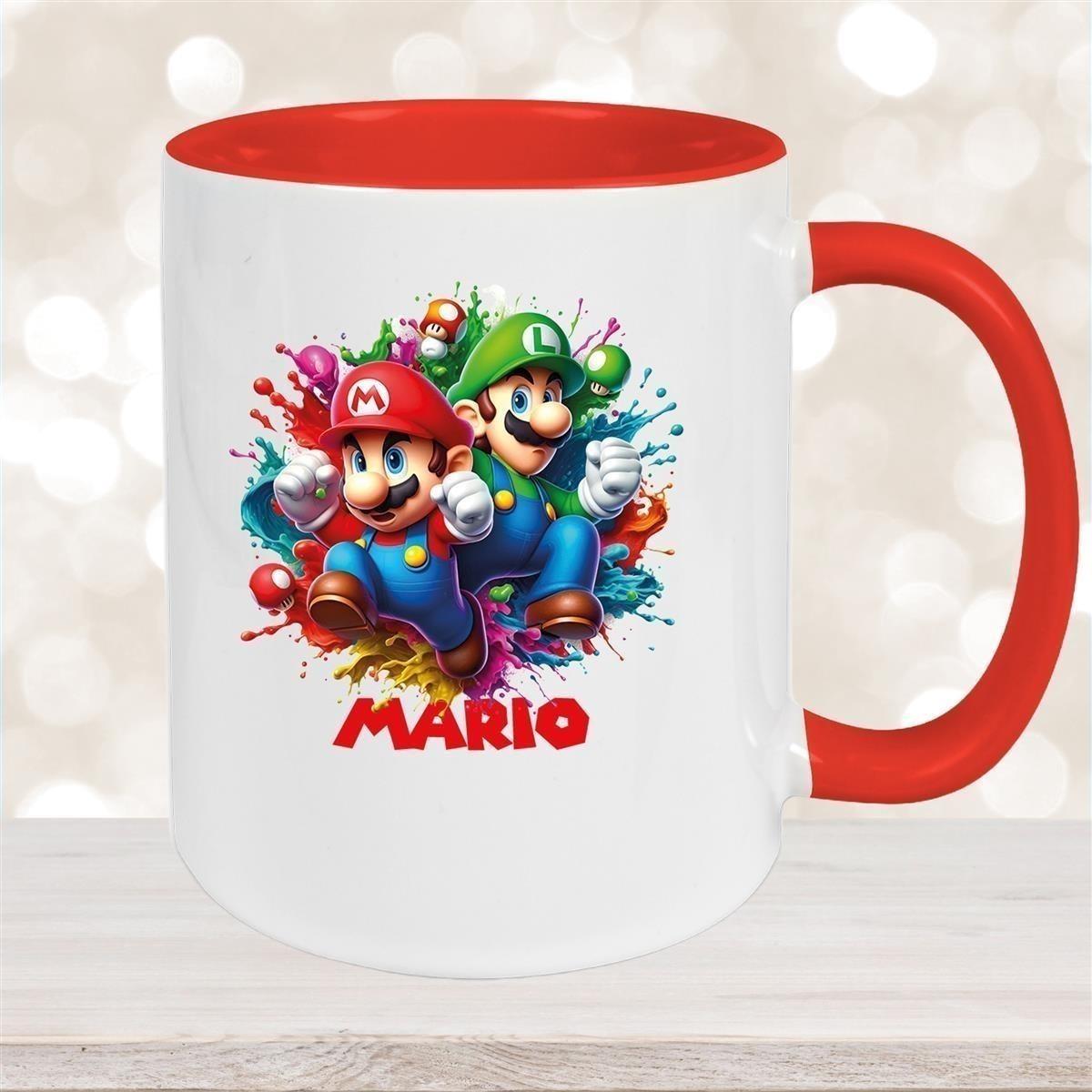 Tasse Wunschname Super-Mario 3 Keramik Kinderbecher personalisiert versch. Farben