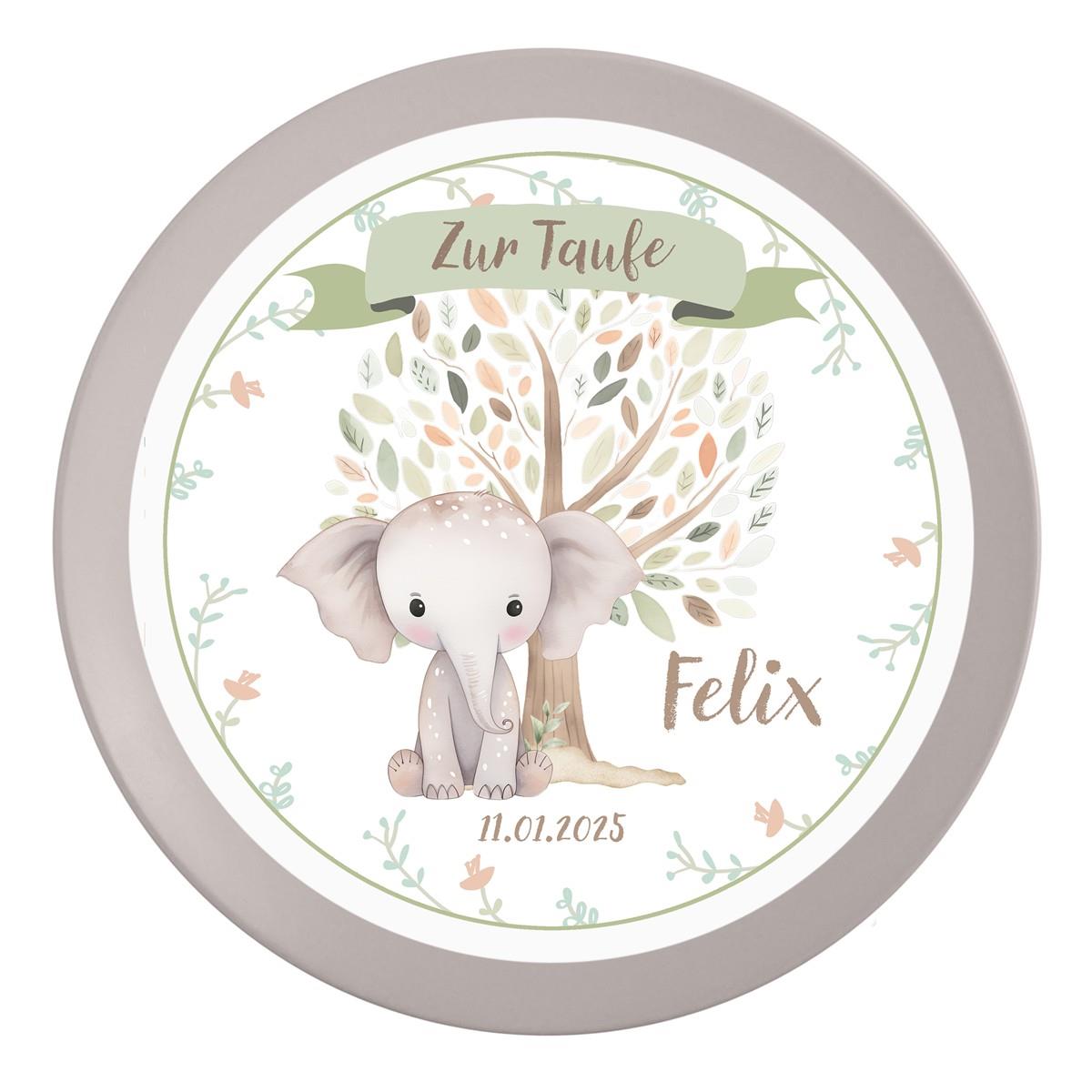 Tortenaufleger Taufe Elefant 1 Name & Datum (20cm)
