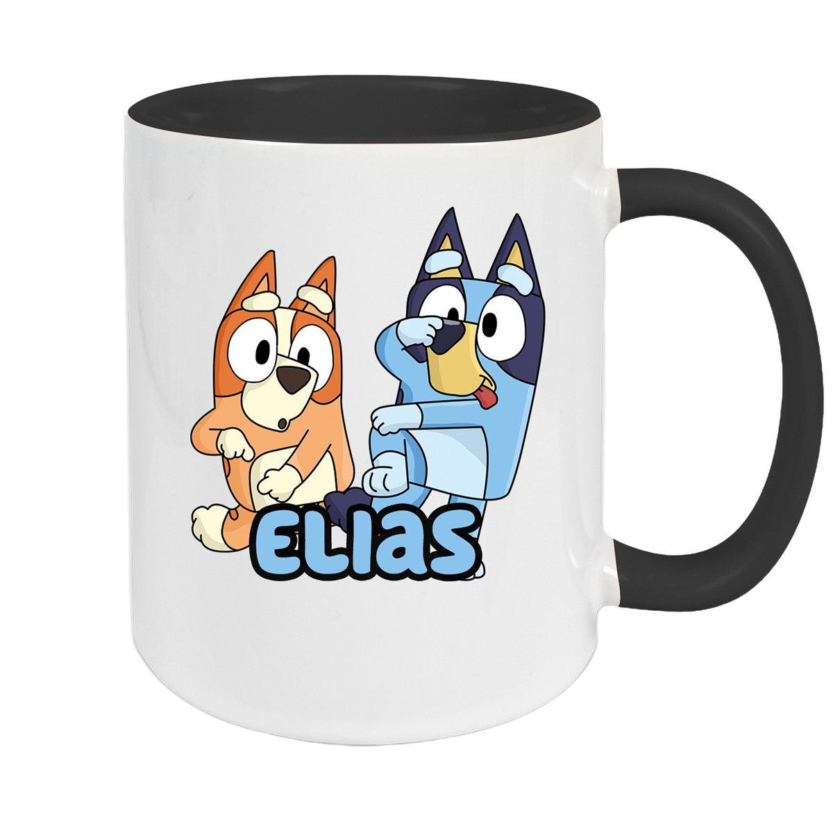 Tasse Bluey #3 Wunschname Keramik Kinderbecher personalisiert Schwarz