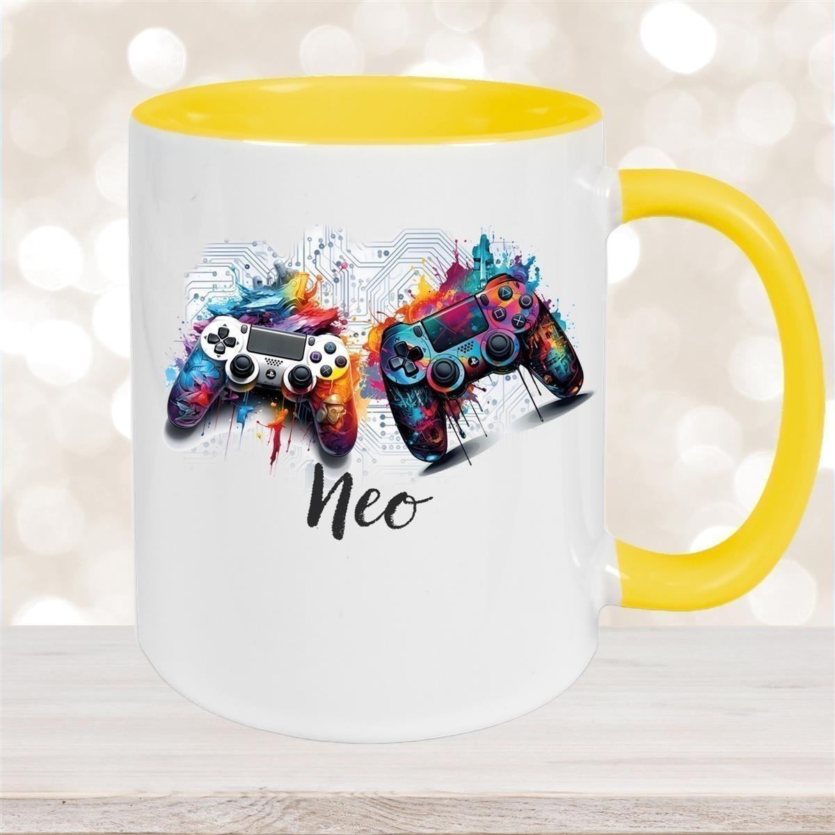 Tasse Gamer 1 Wunschname Keramik Kinderbecher personalisiert versch. Farben