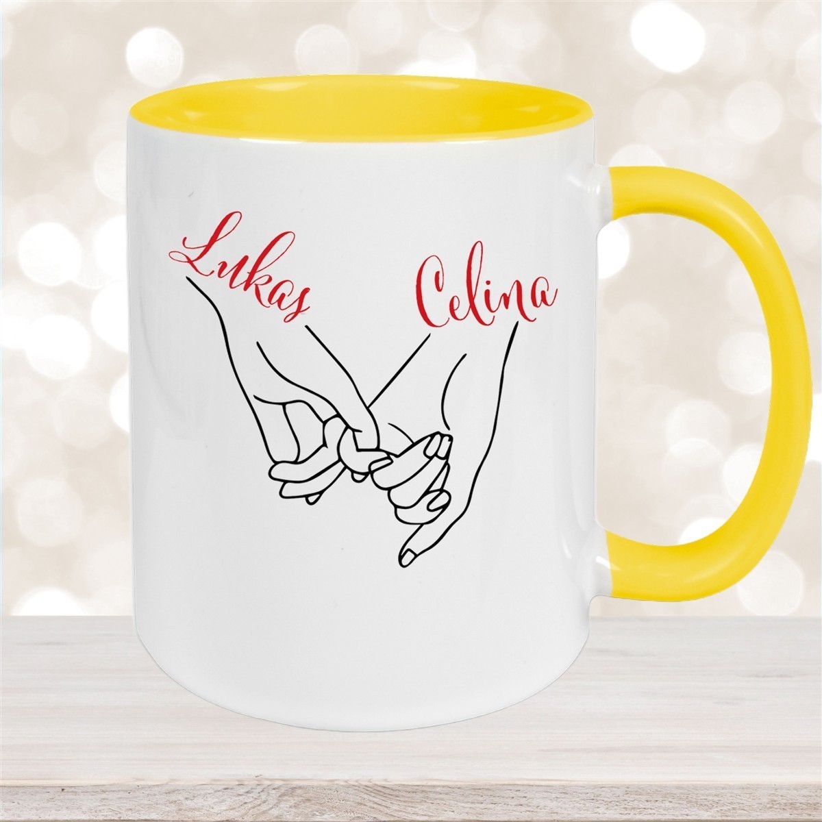 Tasse Hände Valentinstag #5 Wunschnamen Keramik personalisiert versch. Farben