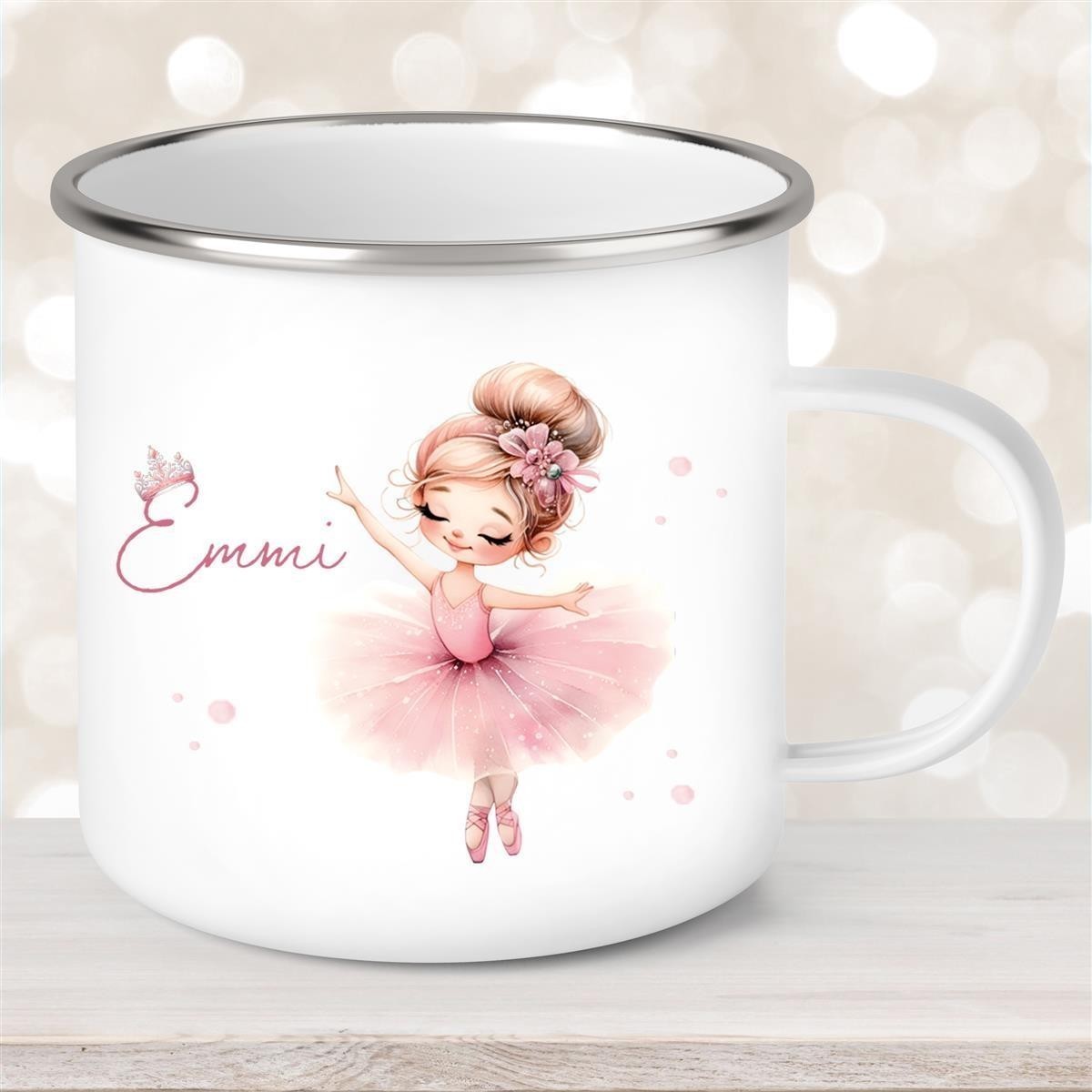 Tasse Ballerina #3 Wunschname Emaille Kinderbecher personalisiert Tasse Ballerina #3 Wunschname Emaille Kinderbecher personalisiert