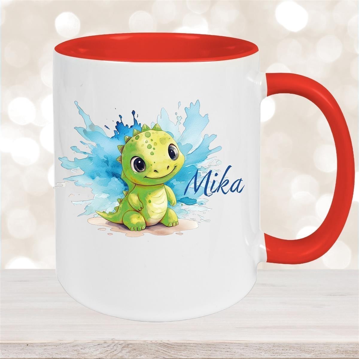 Tasse Dino #12 Wunschname Keramik Kinderbecher Personalisiert versch. Farben