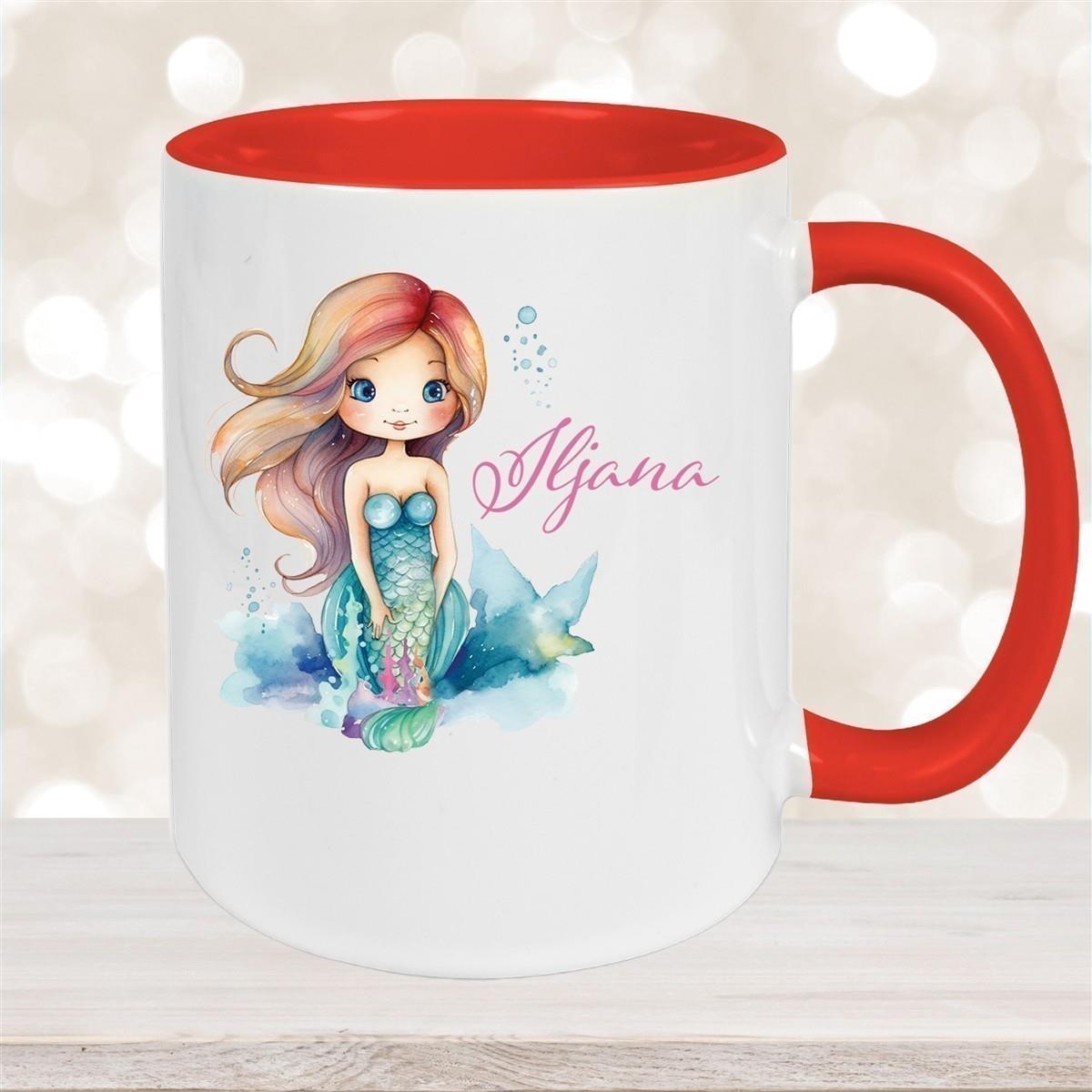 Tasse Wunschname Meerjungfrau 2 Keramik Kinderbecher versch. Farben