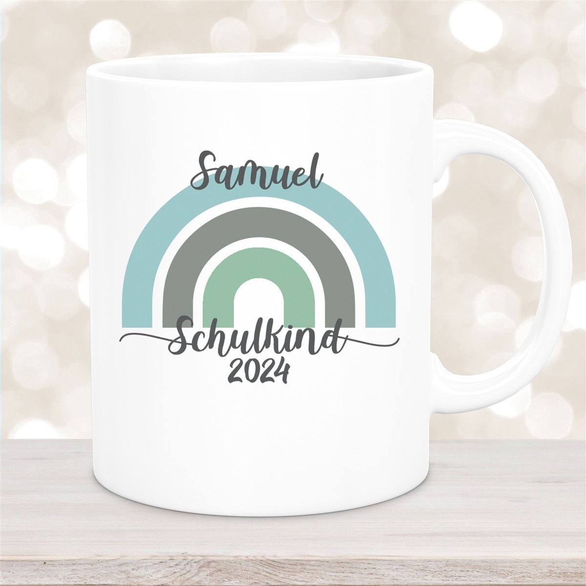 Tasse Schulkind #05 Wunschname Rainbow Keramik Kinderbecher Personalisiert versch. Farben