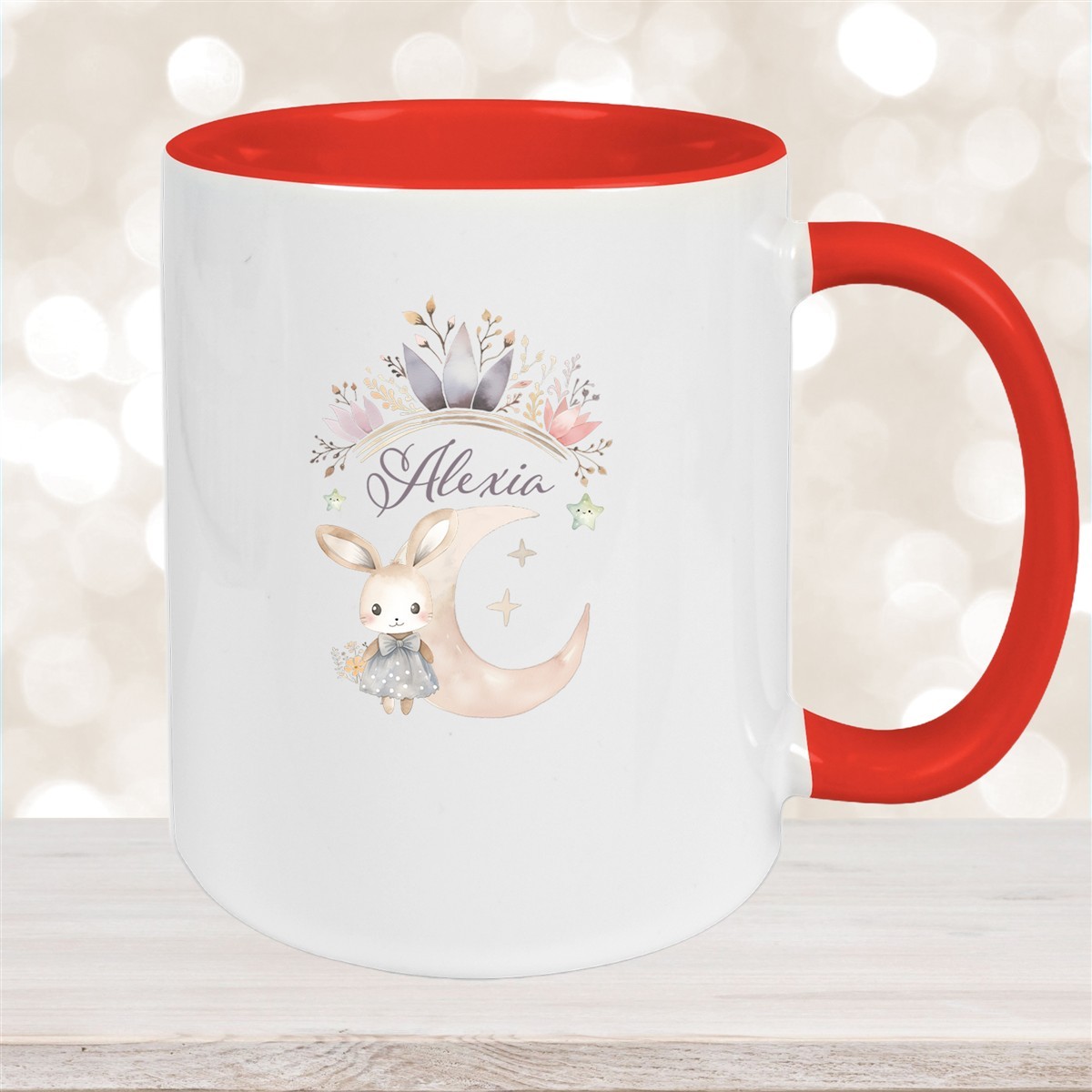 Tasse Hase Wunschname Keramik Kinderbecher Personalisiert Rot