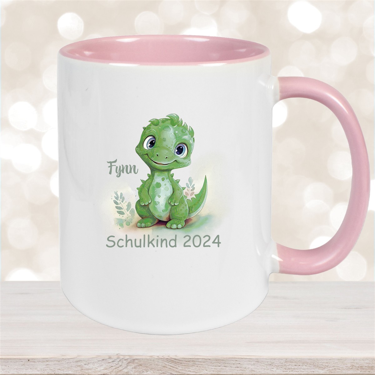 Tasse Schulkind #11 Wunschname Dino #2 Keramik Kinderbecher Personalisiert versch. Farben