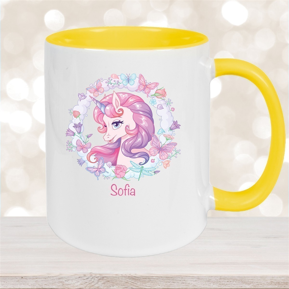 Tasse Wunschname Einhorn #1 Keramik Kinderbecher personalisiert versch. Farben