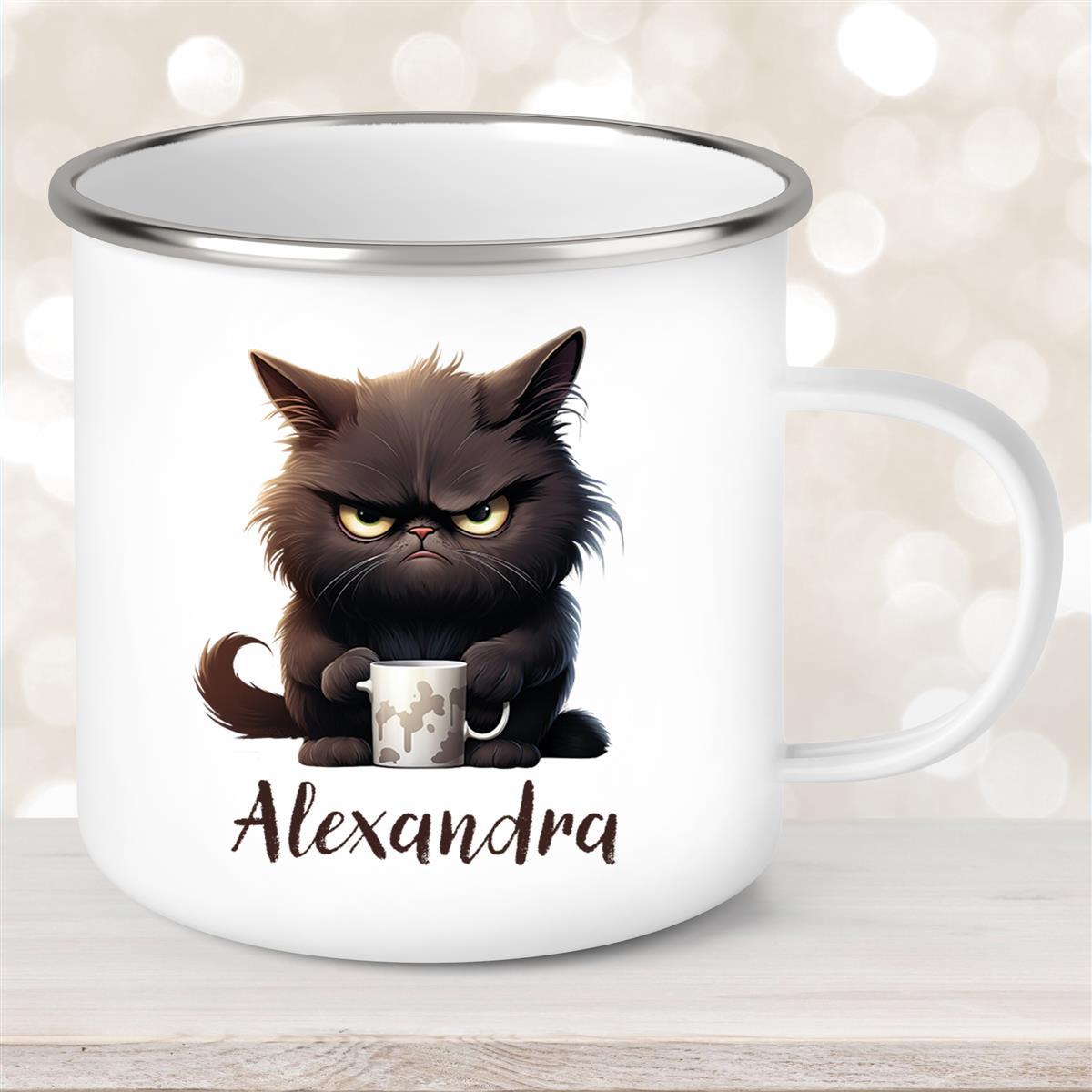Tasse Katze Grumpy #1 Wunschname Kinderbecher personalisiert Emaille