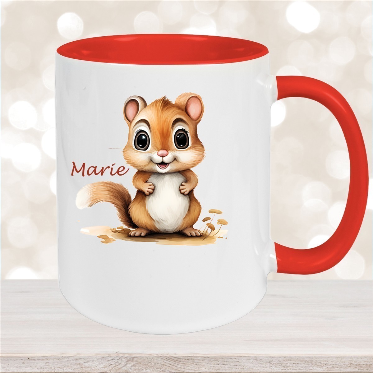 Tasse Wunschname Chipmunk #2 Keramik Kinderbecher personalisiert versch. Farben