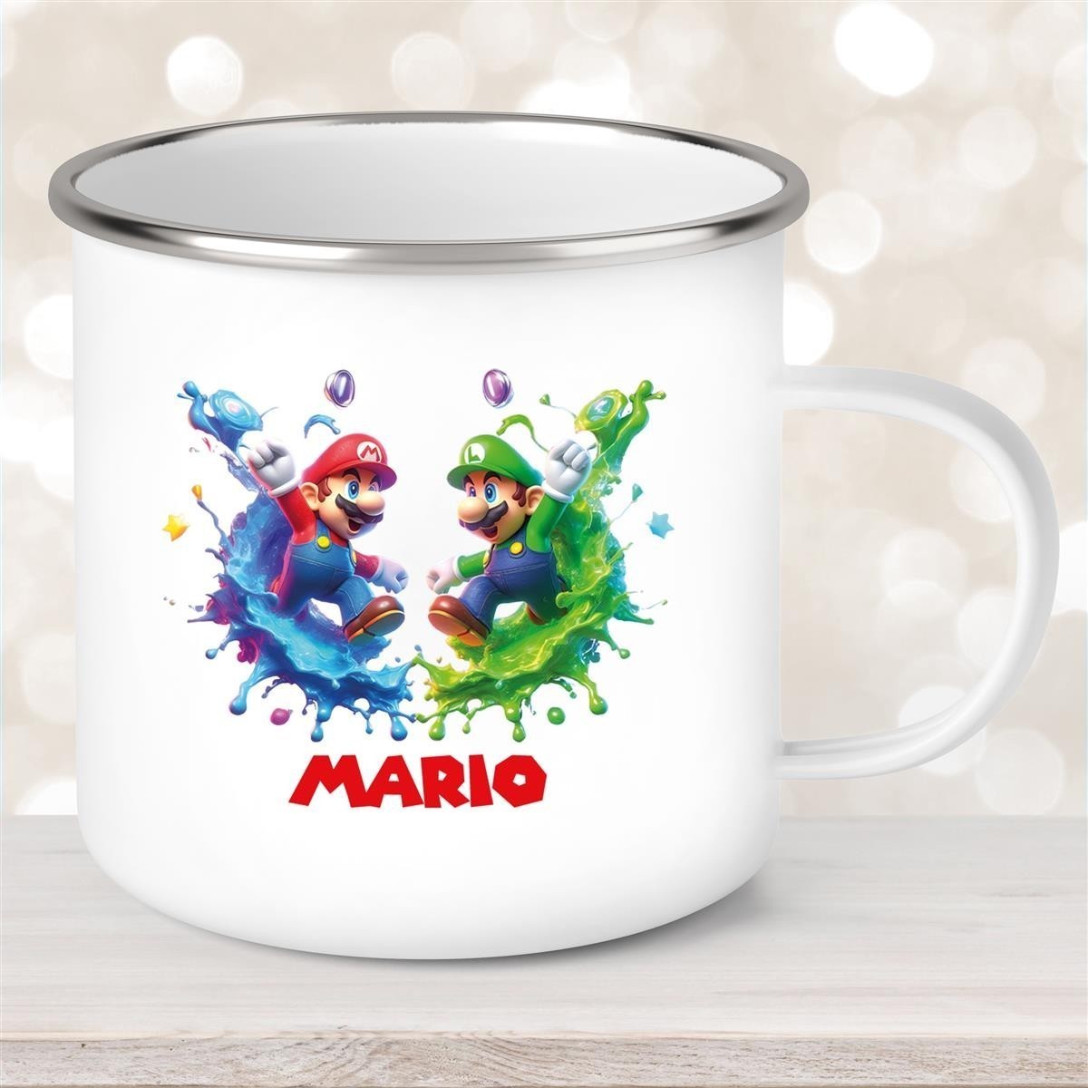 Tasse Wunschname Super-Mario #7 Emaille Kinderbecher personalisiert Tasse Wunschname Super-Mario #7 Emaille Kinderbecher personalisiert