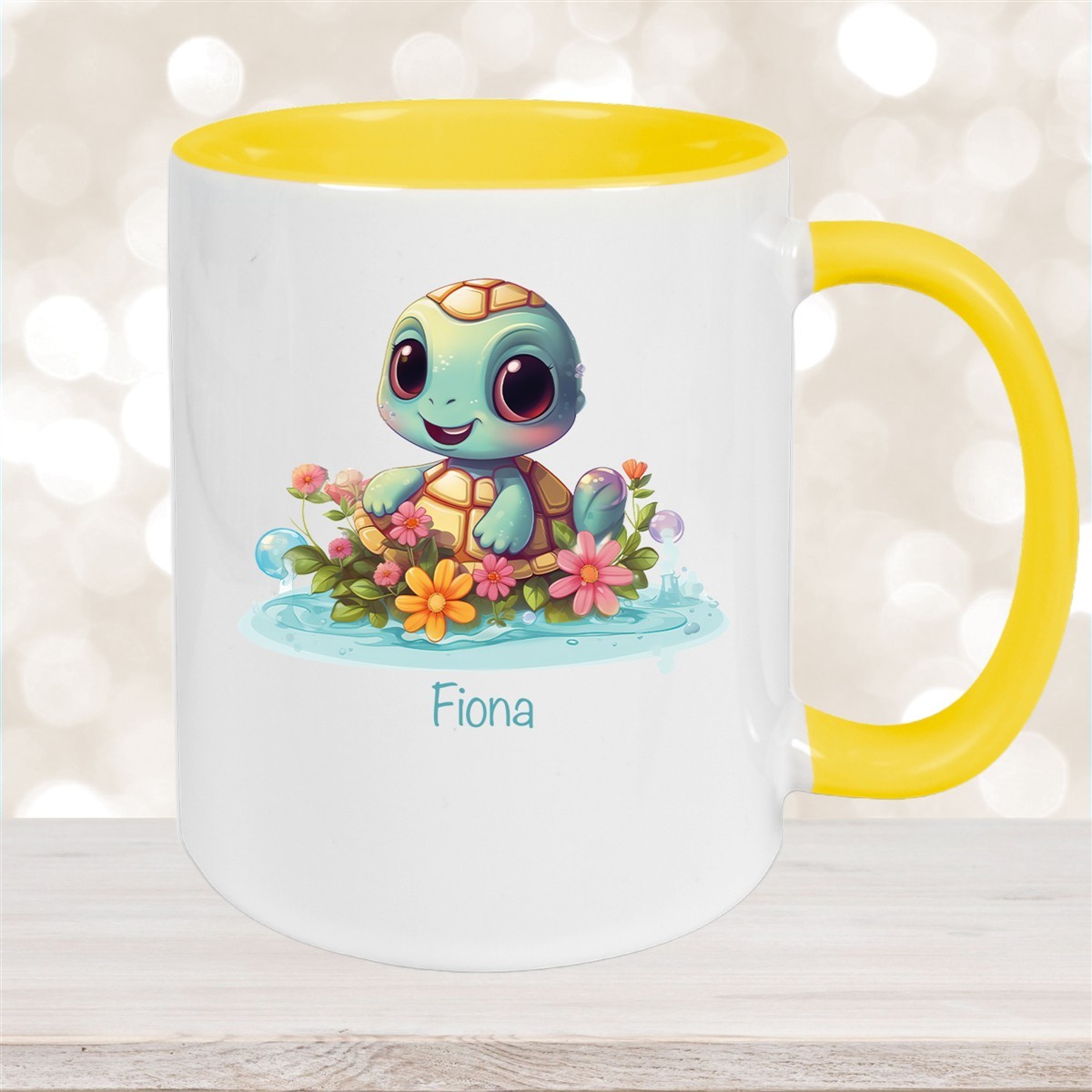 Tasse Wunschname Schildkröte #2 Keramik Kinderbecher personalisiert versch. Farben