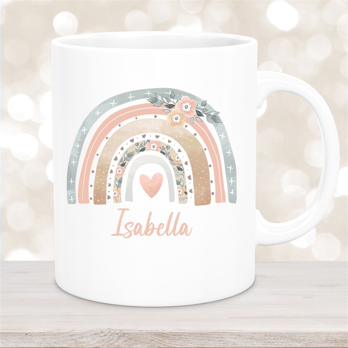Tasse Wunschname Regenbogen #7 Keramik Kinderbecher versch. Farben