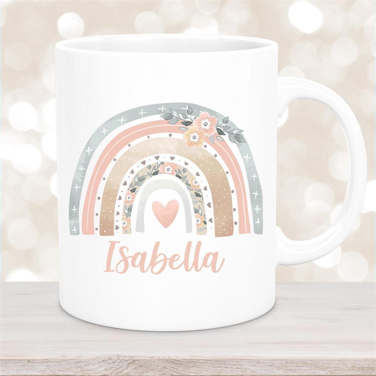 Tasse Wunschname Regenbogen #7 Keramik Kinderbecher Weiß Tasse Wunschname Regenbogen #7 Keramik Kinderbecher Weiß