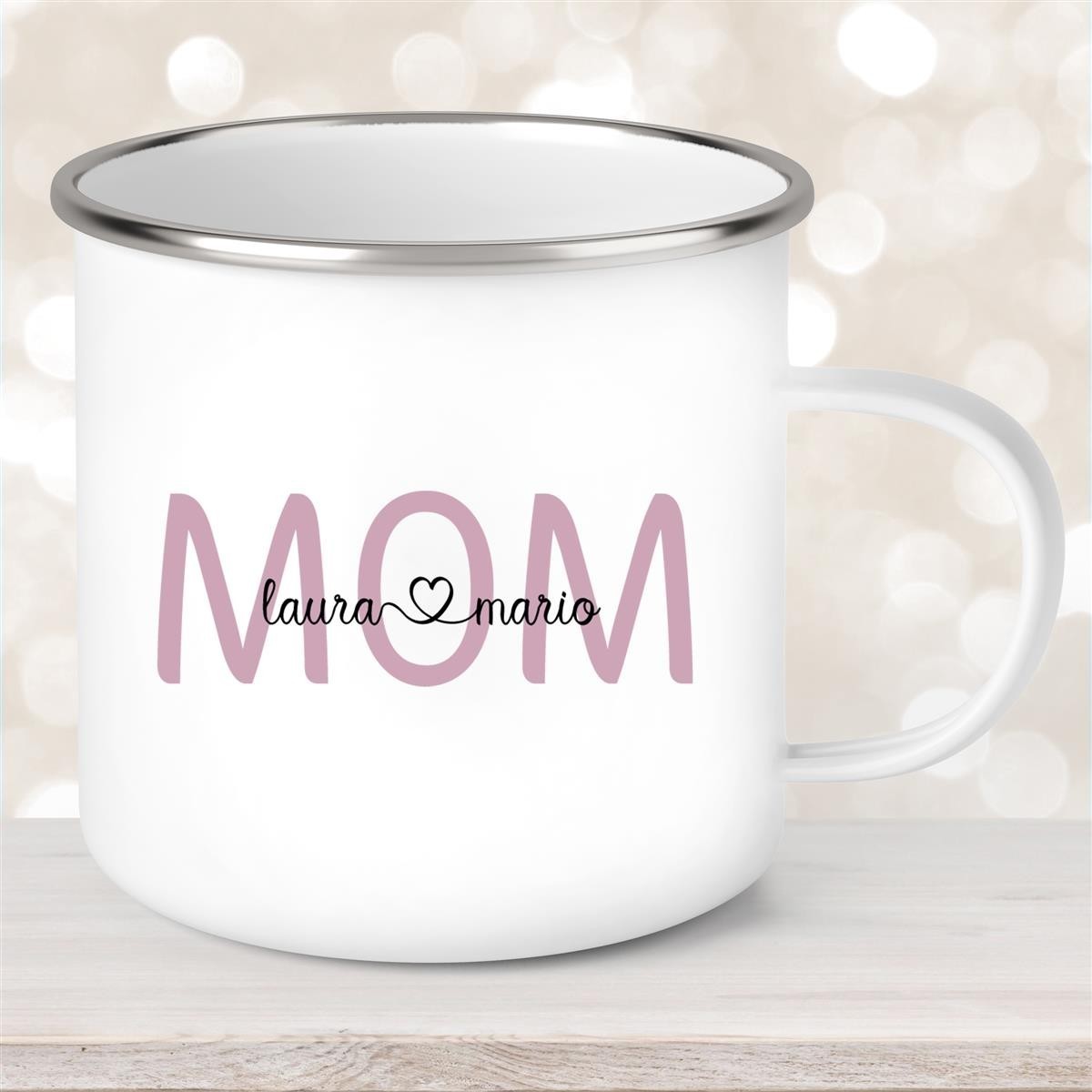 Tasse Muttertag #2 Wunschnamen Emaille Personalisiert Tasse Muttertag #2 Wunschnamen Emaille Personalisiert