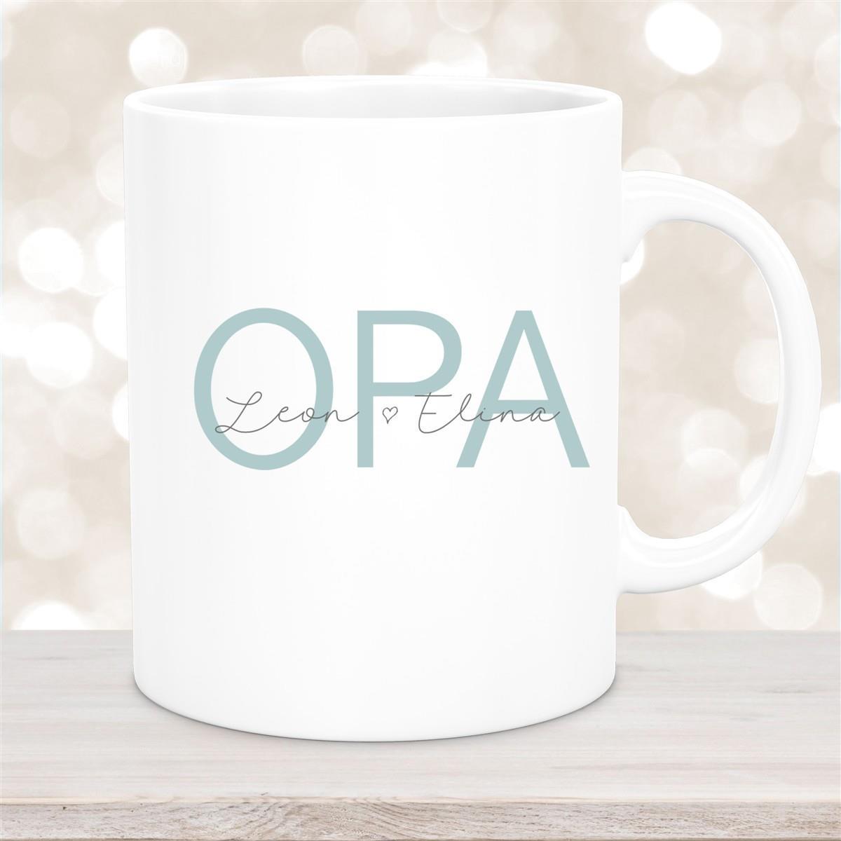 Tasse, Opa, Vatertag, Geburtstag 1 Wunschnamen Keramik Personalisiert versch. Farben
