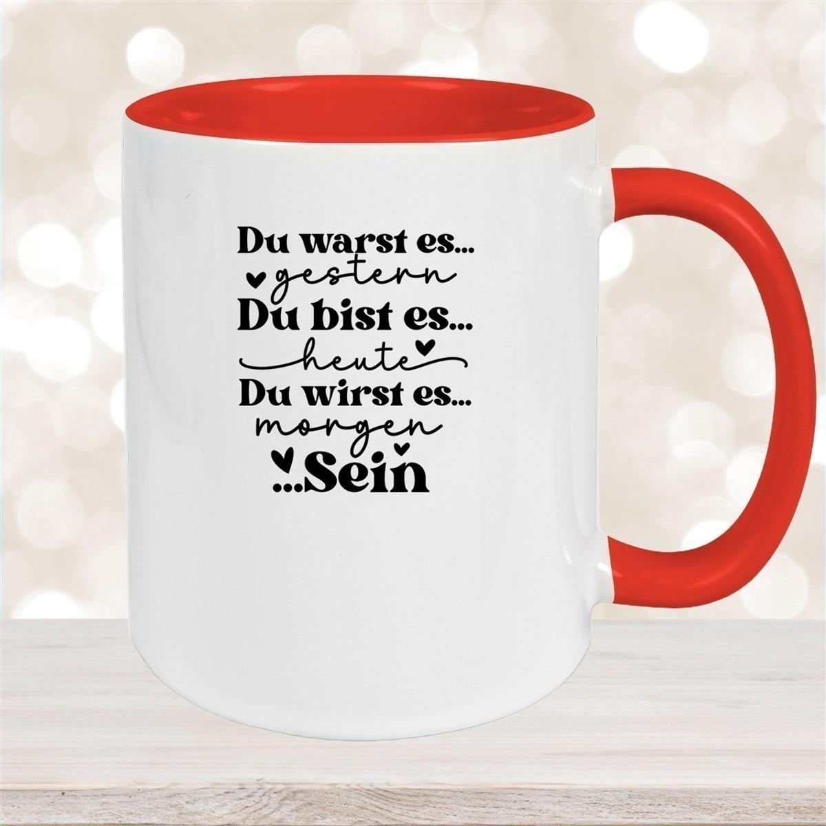 Tasse Spruch "Du bist es" Valentinstag 12 Keramik versch. Farben