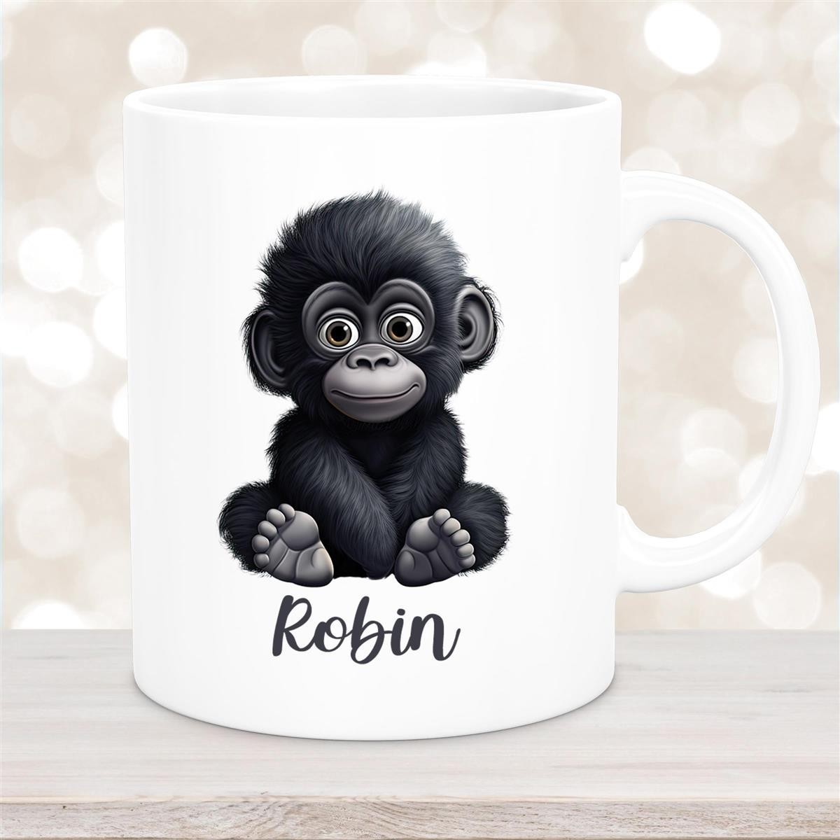 Tasse Wunschname Gorilla #1 Keramik Kinderbecher Weiß