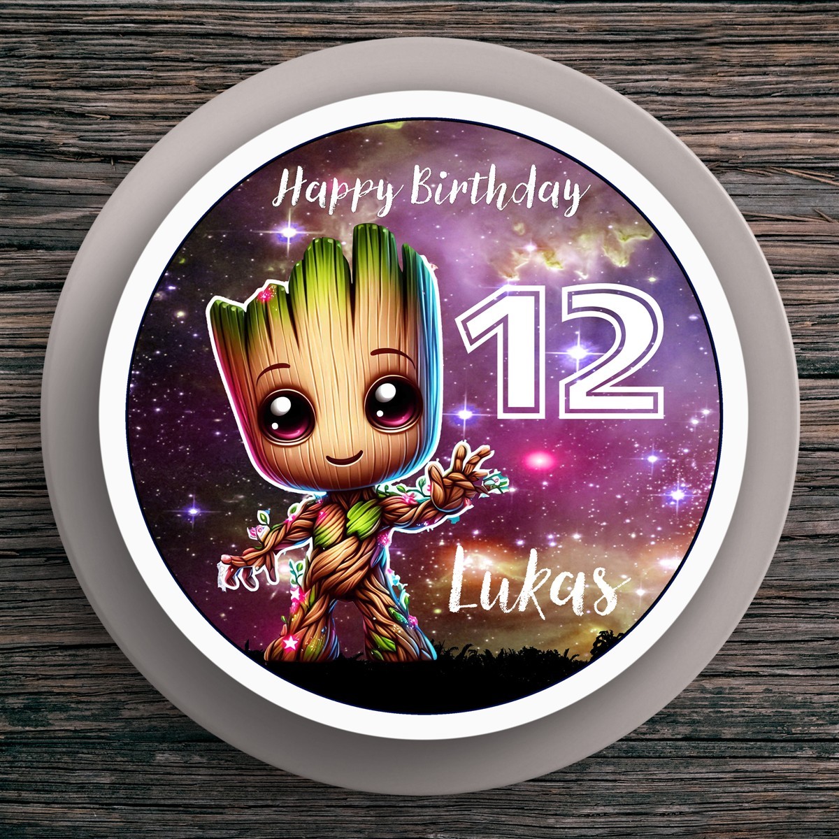 Tortenaufleger Geburtstag Baby-Groot #1 Name & Zahl (20cm)