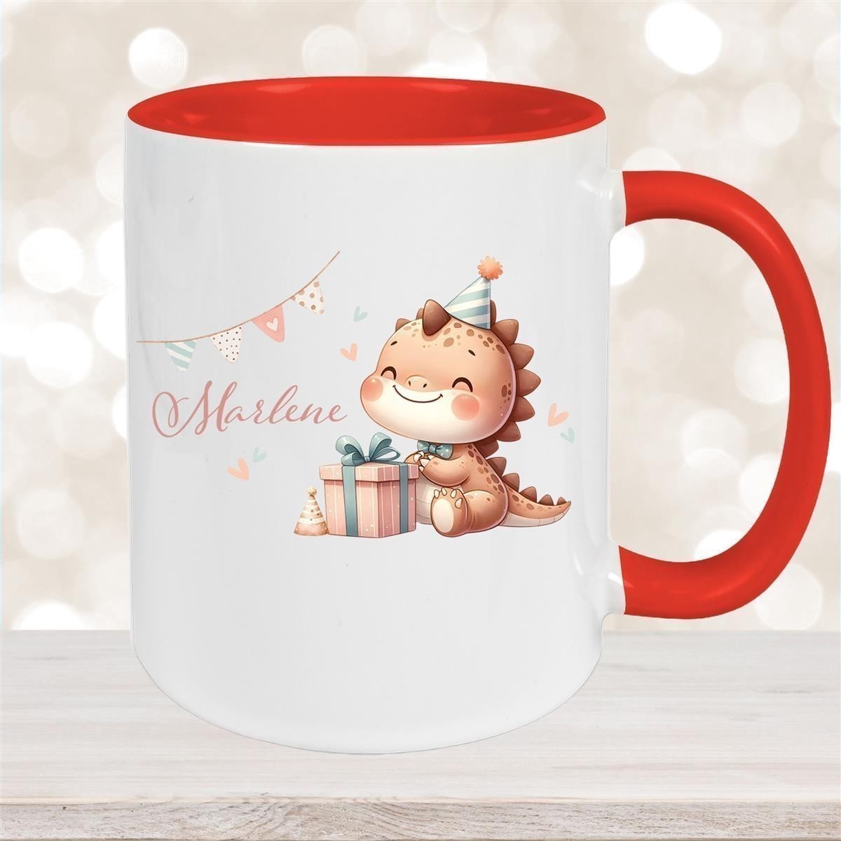 Tasse Dino #18 Wunschname Keramik Kinderbecher Personalisiert versch. Farben