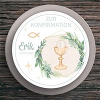 Tortenaufleger Konfirmation Kelch #1 Name & Datum (20cm)