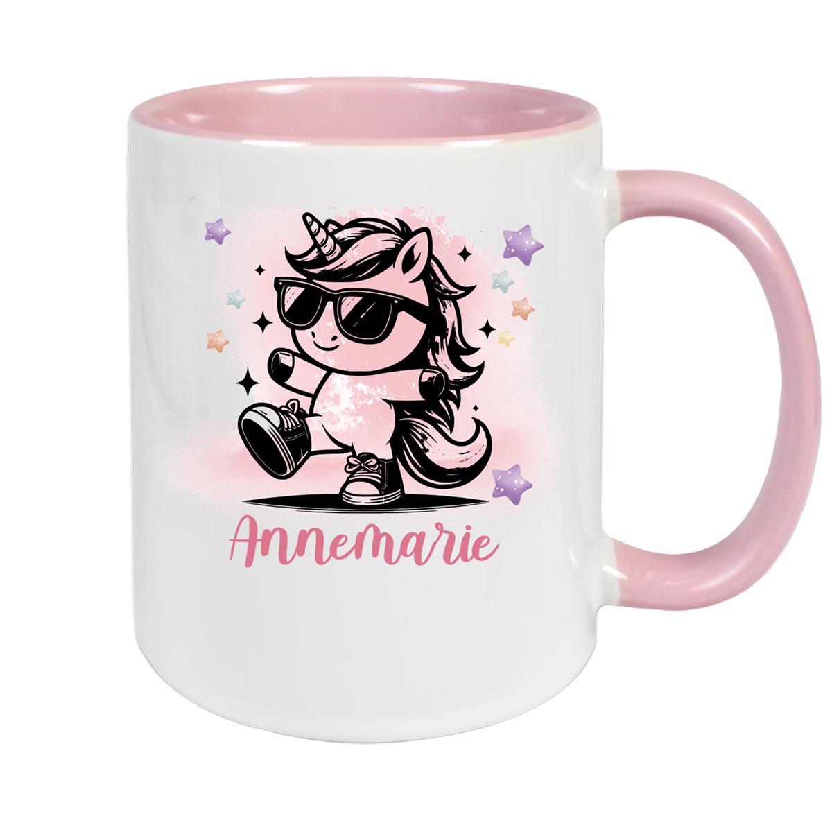 Tasse Wunschname Einhorn 11 Keramik Kinderbecher personalisiert versch. Farben