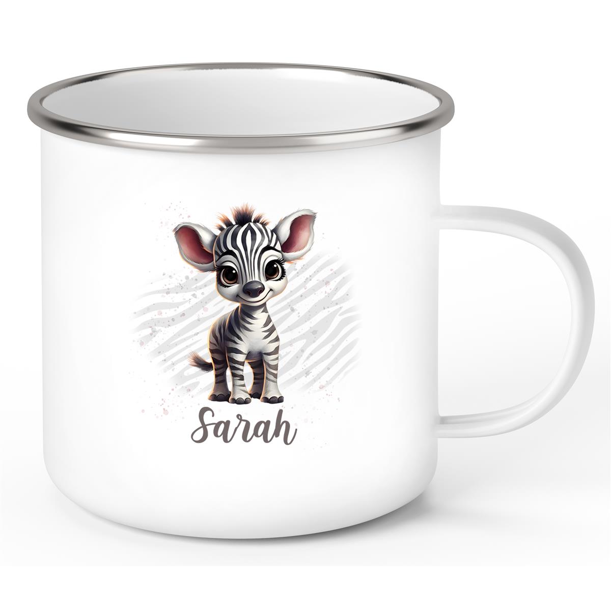 Tasse Wunschname Zebra 1 Emaille Kinderbecher