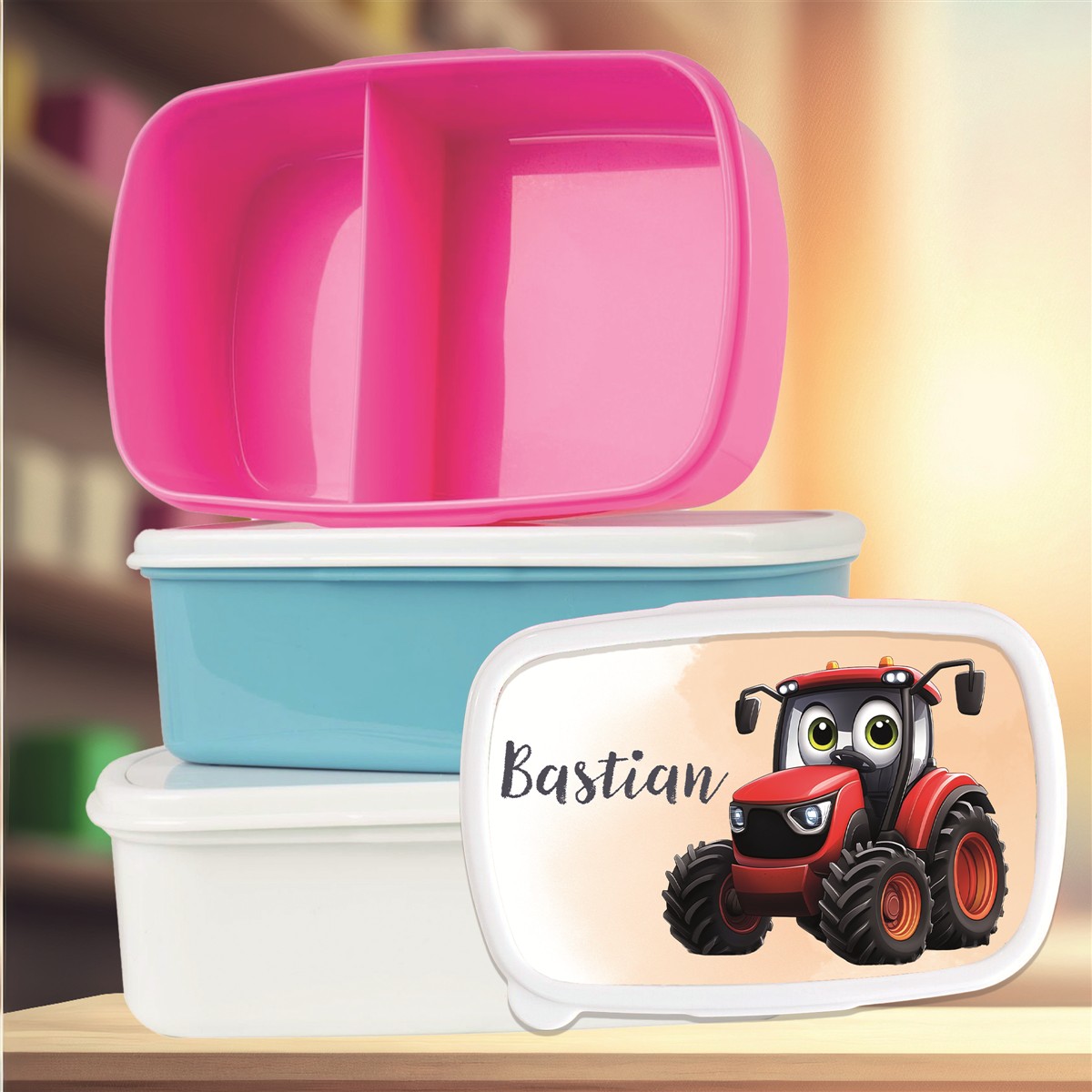 Brotdose mit Namen Traktor #03 – Personalisierte Lunchbox für Schule & Kindergarten versch. Farben Brotdose mit Namen Traktor #03 – Personalisierte Lunchbox für Schule & Kindergarten Weiß