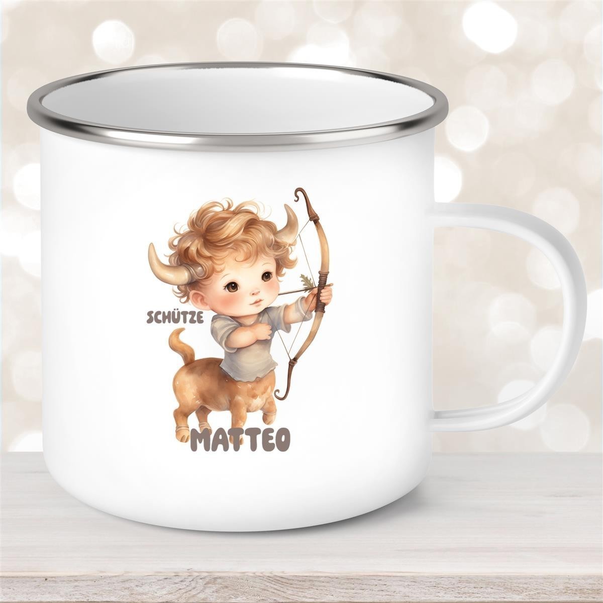 Tasse Sternzeichen Kinder Schütze #1 Wunschname Emaille Kinderbecher personalisiert Tasse Sternzeichen Kinder Schütze #1 Wunschname Emaille Kinderbecher personalisiert