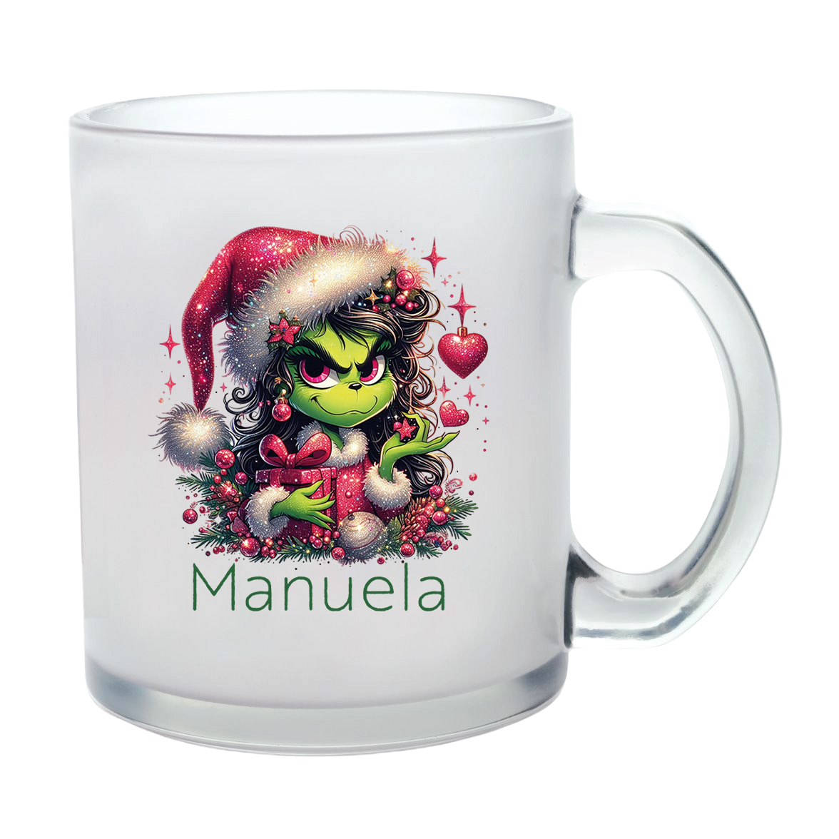 Milchglastasse Wunschname Weihnachten Lady-Grinch #2 Glas Kinderbecher SONDEREDITION Milchglastasse Wunschname Weihnachten Lady-Grinch #2 Glas Kinderbecher SONDEREDITION