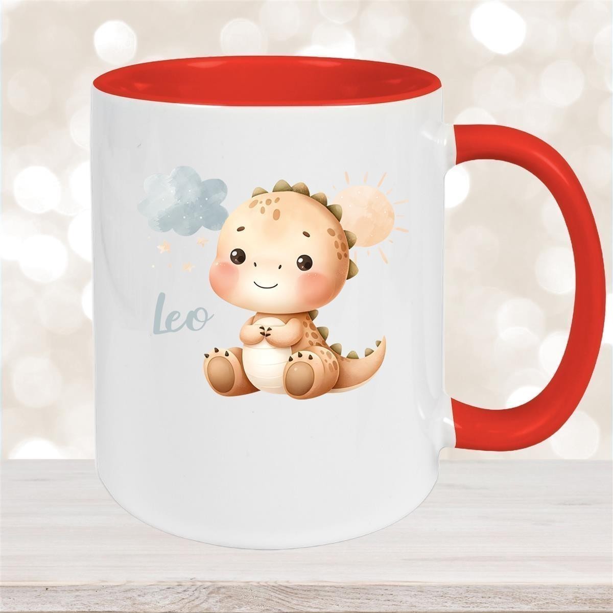 Tasse Dino #19 Wunschname Keramik Kinderbecher Personalisiert versch. Farben