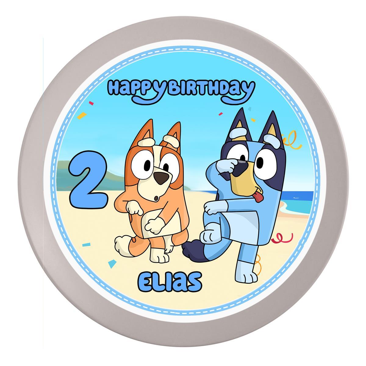 Tortenaufleger Geburtstag Bluey 3 Name & Zahl (20cm) Fondant Papier