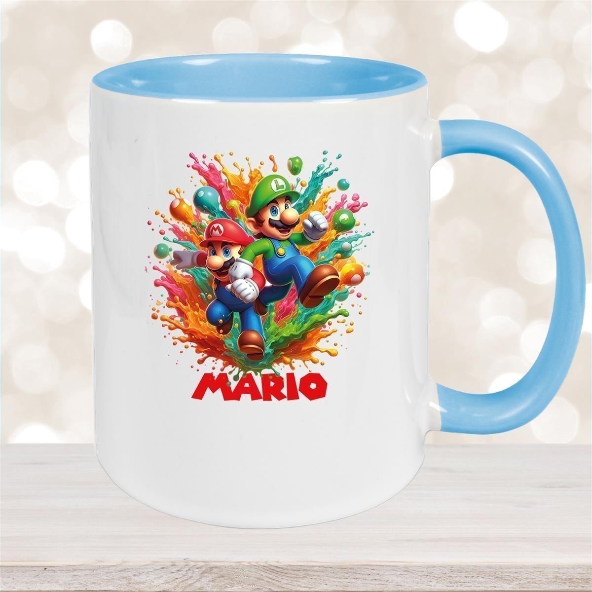 Tasse Wunschname Super-Mario 4 Keramik Kinderbecher personalisiert versch. Farben